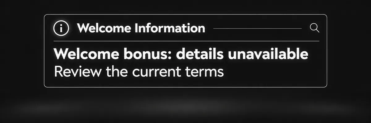 Dark charcoal and off-white Mafia banner showing a sparse domain notice panel with an information icon and welcome bonus messaging